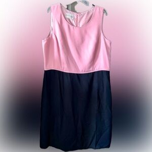 Vintage Karin Stevens Two-Tone Color-Block Dress, Black & Pink, Size 18, EVC